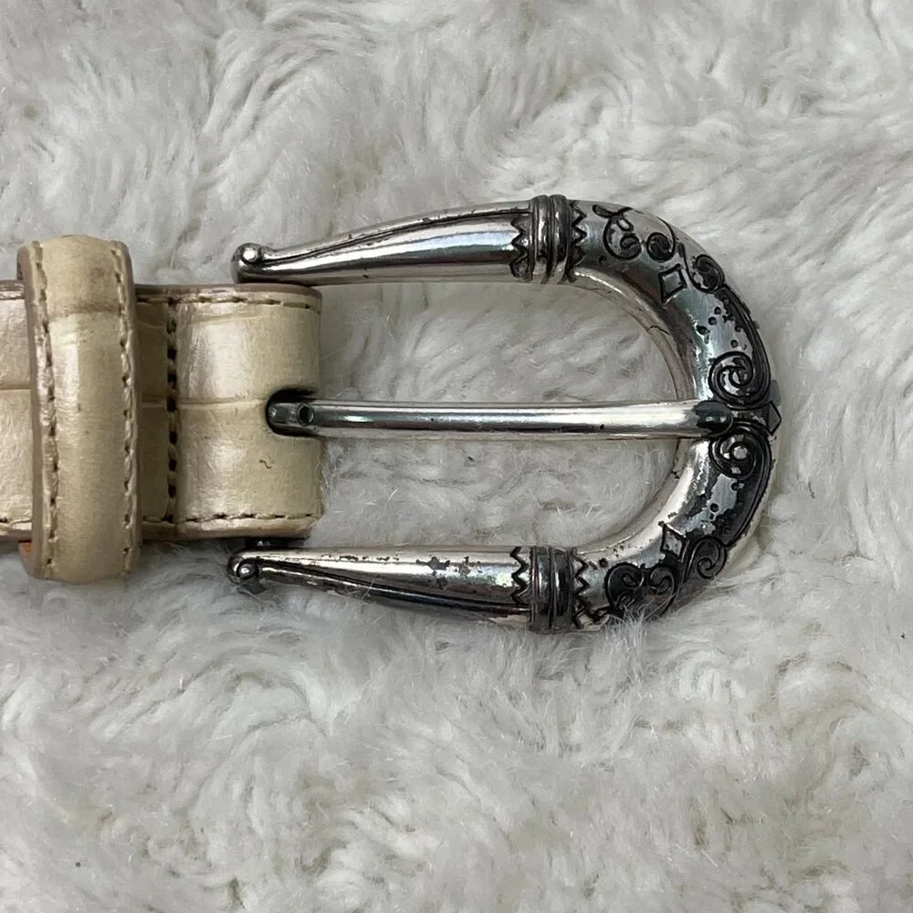 Brighton Women's Cream Crocodile Leather Belt Size Medium